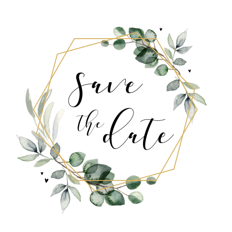 Botanische save the date geometrisch eucalyptus