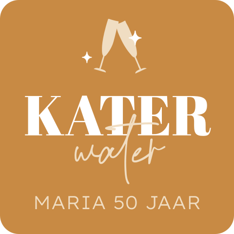 Sticker voor katerwater met champagneglazen in bruine tinten