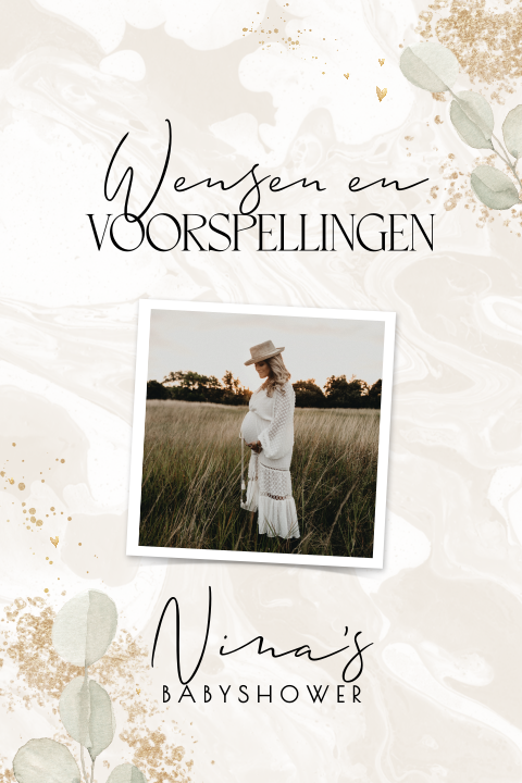 Babyshower invulkaartje neutral met marmer look met foto