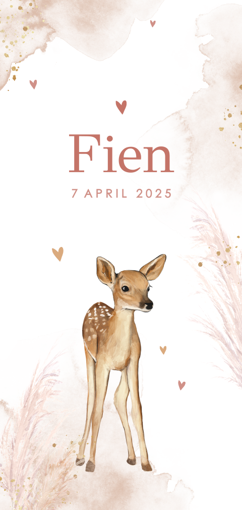 Lief lente geboortekaartje voor meisje met hertje