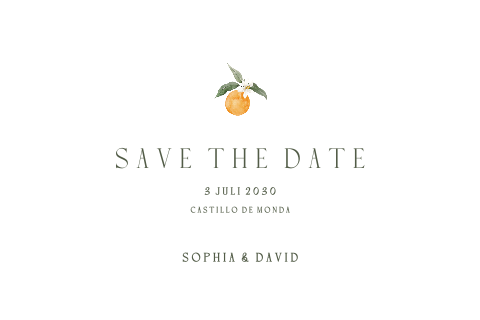 Save the date klassiek met sinaasappel