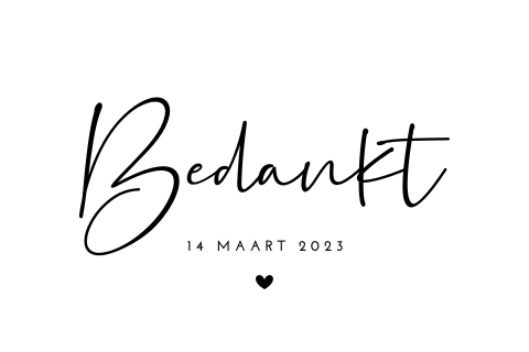 Minimalistische bedankkaart bruiloft calligraphy