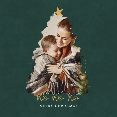 Klassieke kerstkaart met foto als kerstboom