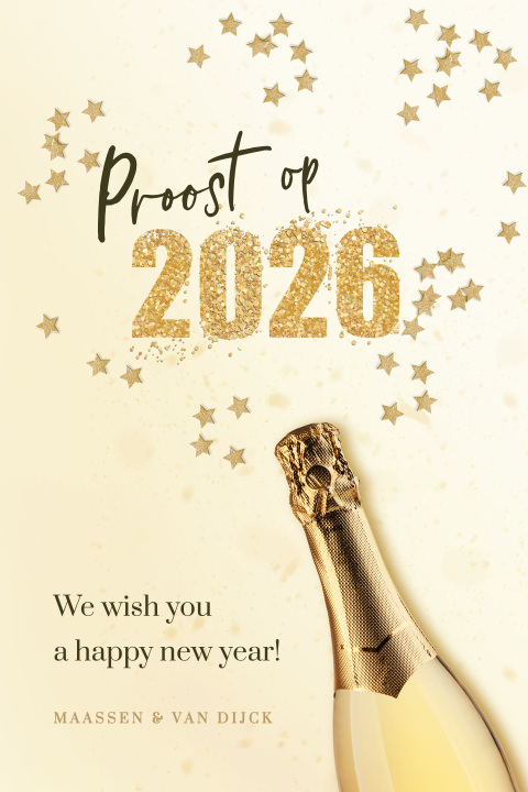 Zakelijke kerstkaart met champagne