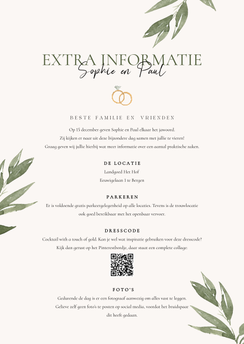 Botanische ceremoniemeesterbrief met ringen