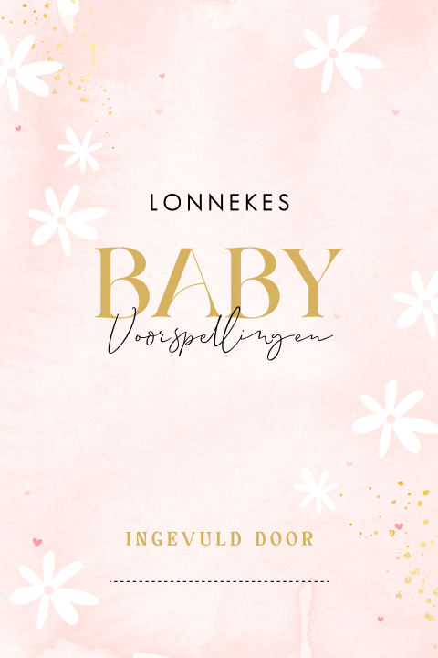 Babyshower invulkaartje zacht roze met bloemen
