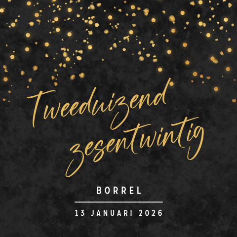 Uitnodiging nieuwjaarsborrel met goudlook confetti