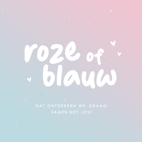 Roze met blauwe uitnodiging gender reveal party