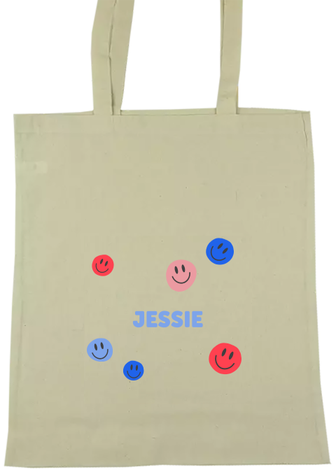 Katoenen tasje verjaardagscadeau met smileys