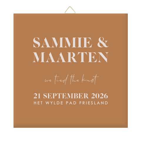 Gepersonaliseerd tegeltje in neutrale kleuren