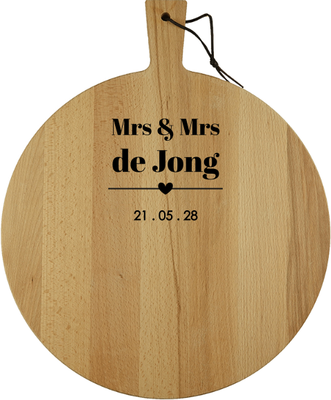 Borrelplank met tekst "Mr & Mrs" | Rond