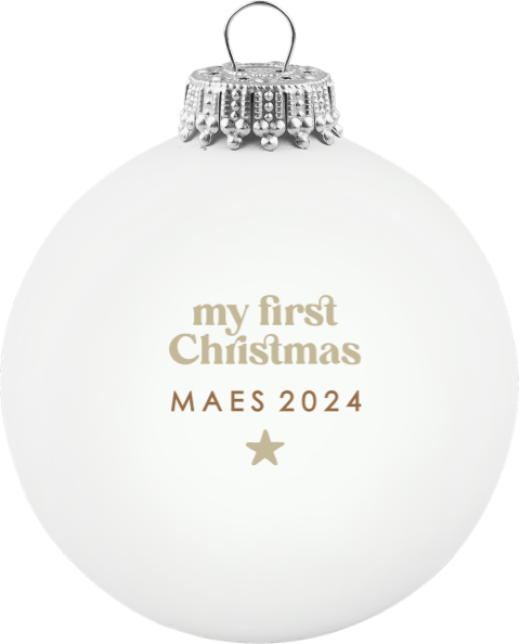 Mijlpaal kerstbal met naam voor baby's eerste kerst