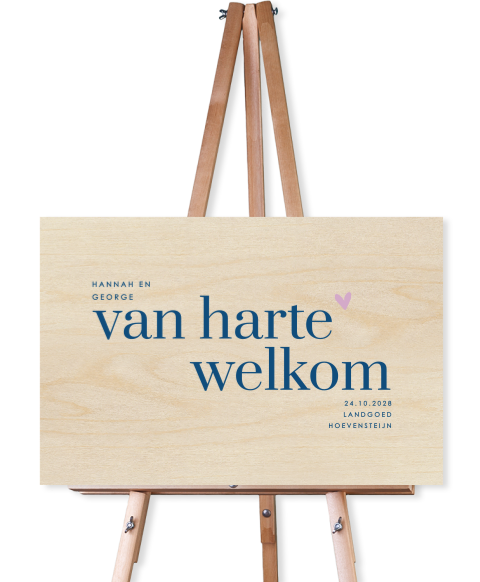 Houten bruiloftsbord in colourblock thema