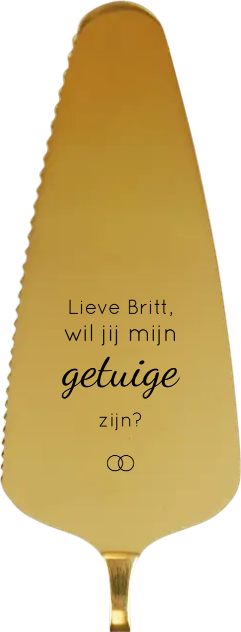 Gegraveerde taartschep getuige vragen met ringen