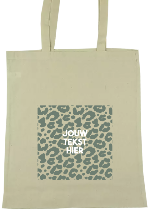 Totebag eigen tekst panterprint