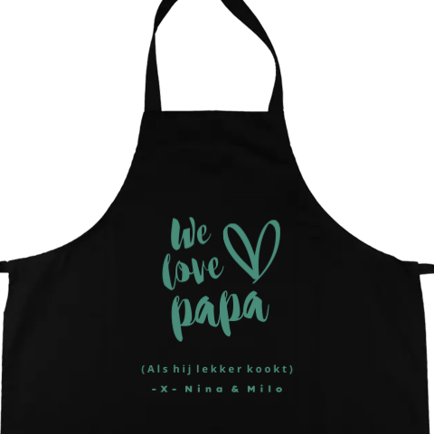 Kookschort vaderdag met turquoise design en hartje