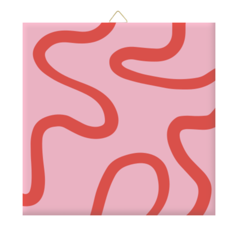 Tegeltje met color blocking in roze en rood