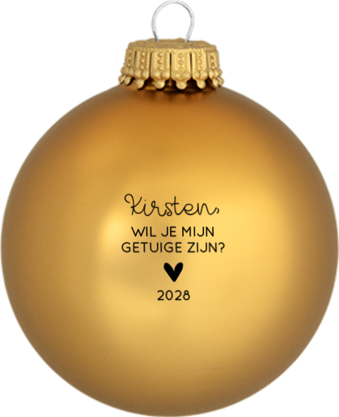 Getuige vragen gepersonaliseerde kerstbal goud