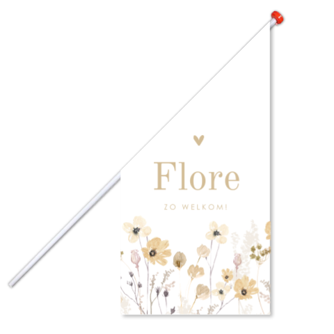 Geboortevlag met lente bloemen