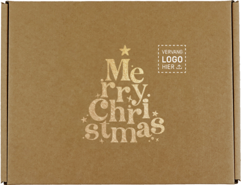 Kadodoos met logo en tekst merry christmas
