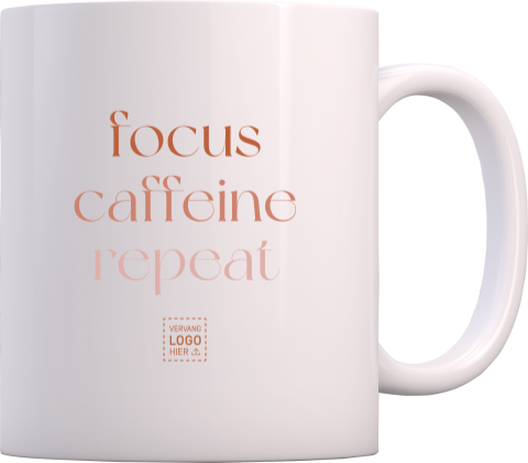 Mok met focus caffeine repeat print als motiverend relatiegeschenk