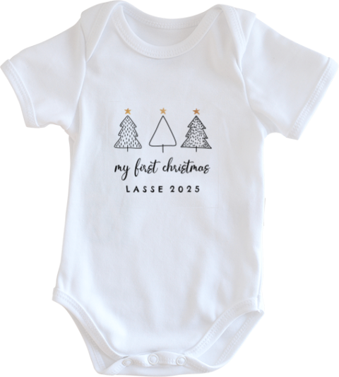 Mijlpaal romper met naam baby's eerste kerst