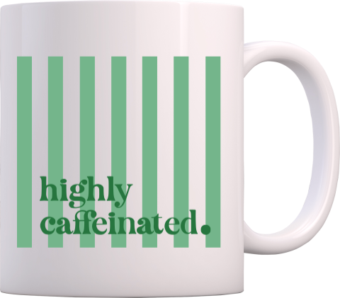 Mok met highly caffeinated design als grappig collega­cadeau