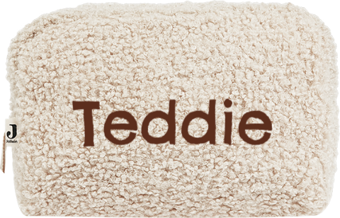 Etui met naam van baby teddystof