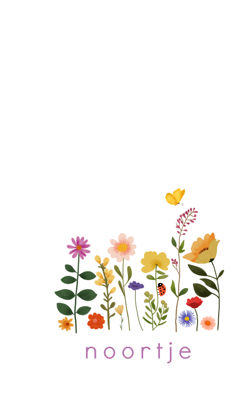 Geboortevlag met bloemen en kleine dieren
