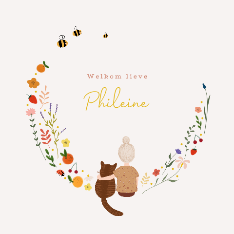 Raamsticker voor een zomer-kindje met een meisje en haar kat