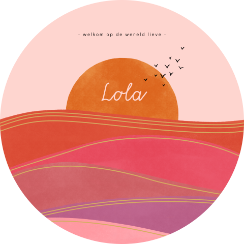 Ronde raamsticker met een ondergaande zon en de zee - ø 60 cm