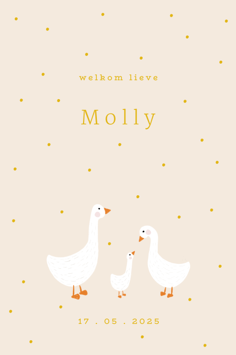Raamsticker met een familie-gans en stipjes