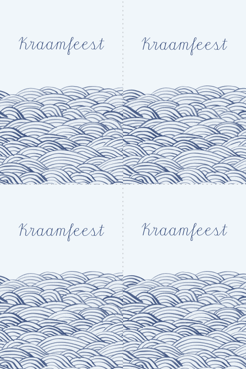 DIY kraamfeest kaartjes met blauwe watercolor golven