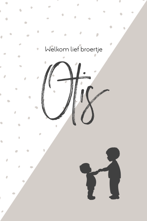 Staand silhouet geboortekaartje met een kleine en grote broer