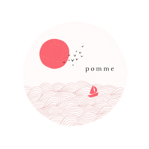 Ronde raamsticker met de zee, de zon en een bootje