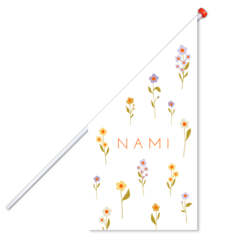 Geboortevlag met bloemen in vrolijke kleuren