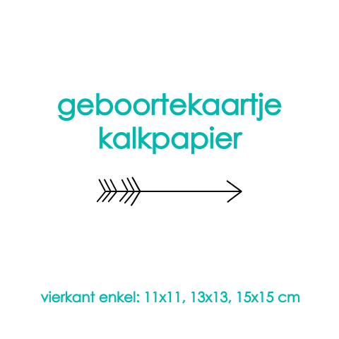 Enkel blanco en vierkant geboortekaartje kalkpapier
