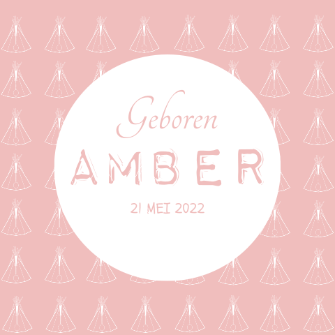 Hip geboortekaartje meisje met tipi tent