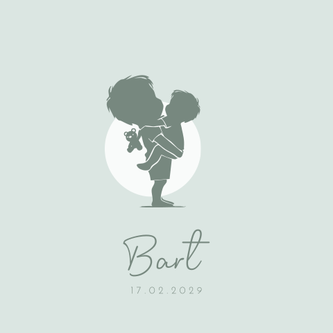 Geboortekaartje silhouet knuffelende broertjes