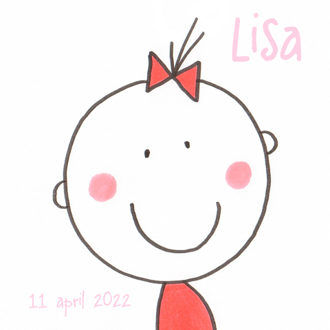 Grappig getekend geboortekaartje meisje