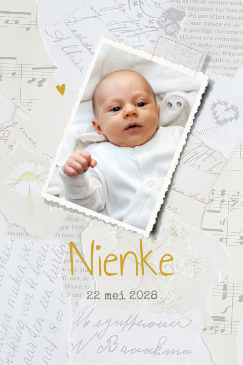 Geboortekaartje meisje collage foto