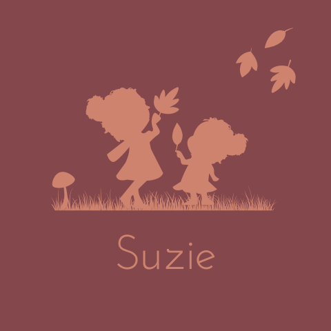Geboortekaartje herfst silhouet meisjes zusjes zus zusje blaadjes