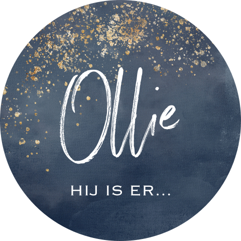 Raamsticker blauw jongen goud look spetters