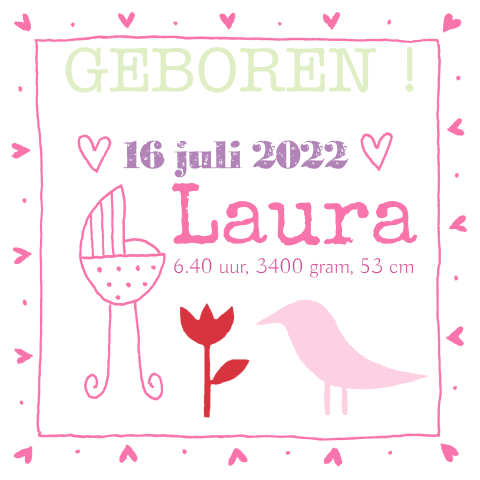 Fleurige kaart voor een meisje