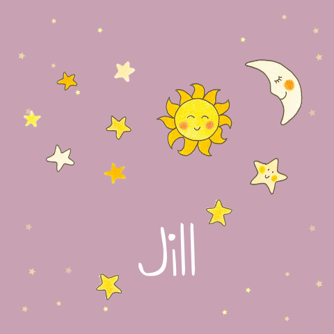 Lief geboortekaartje met zon, maan en sterren
