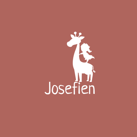 Geboortekaartje silhouette getekend meisje op giraffe