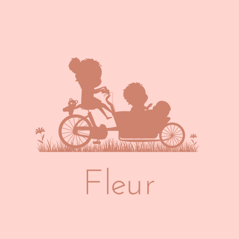 Geboortekaart met bakfiets grote zus broertje zusje 3e kindje silhouet