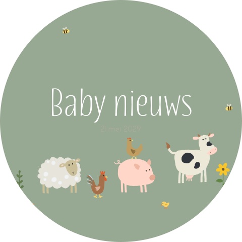Groene sluitsticker met boerderij dieren