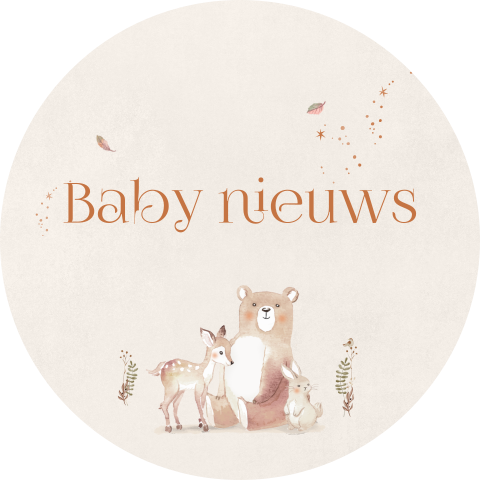 Beige sluitsticker met bosdieren