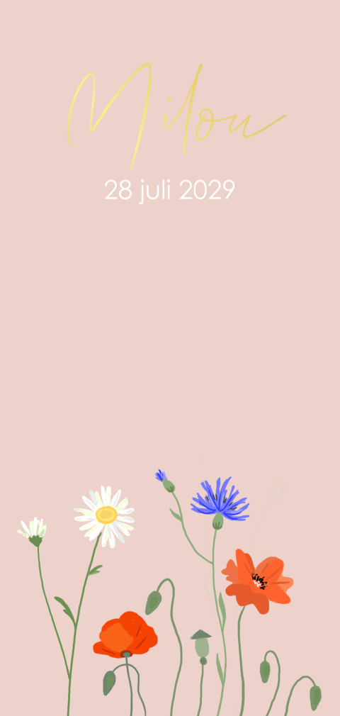 geboortekaartje meisje veldbloemen